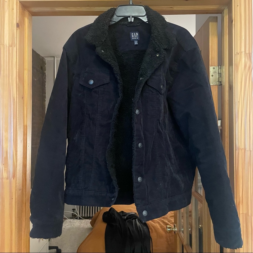 Black corduroy sherpa lined jacket